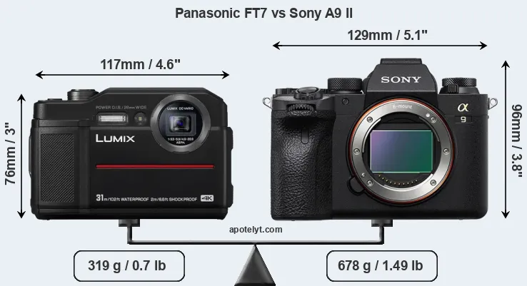 Size Panasonic FT7 vs Sony A9 II