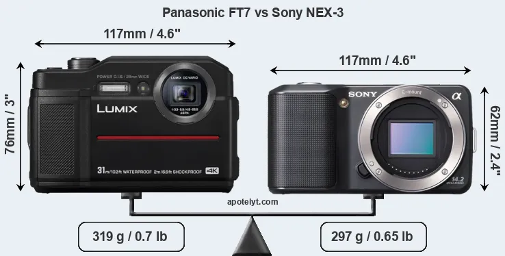 Size Panasonic FT7 vs Sony NEX-3