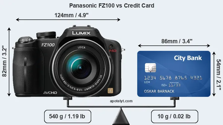 Panasonic FZ100 vs credit card front