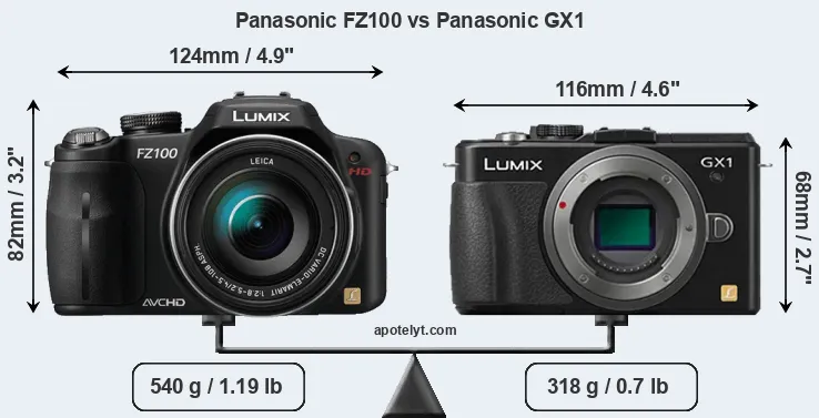 Size Panasonic FZ100 vs Panasonic GX1