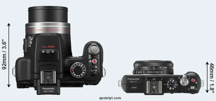 Compare FZ100 versus LX7 top