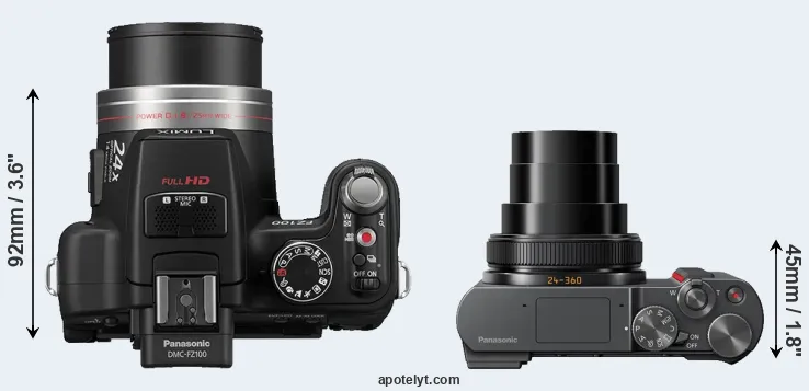 Compare FZ100 versus ZS200 top