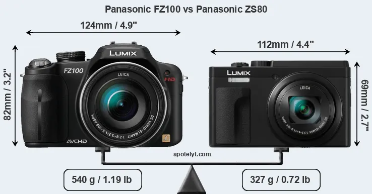 Size Panasonic FZ100 vs Panasonic ZS80