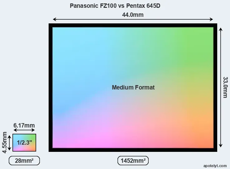 Panasonic FZ100 and Pentax 645D sensor measures