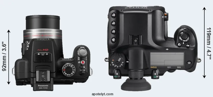 Compare FZ100 versus 645D top
