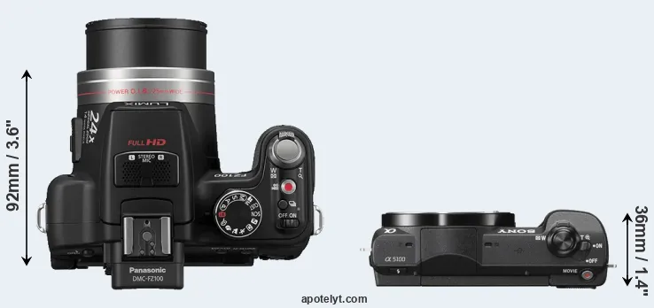 Compare FZ100 versus A5100 top
