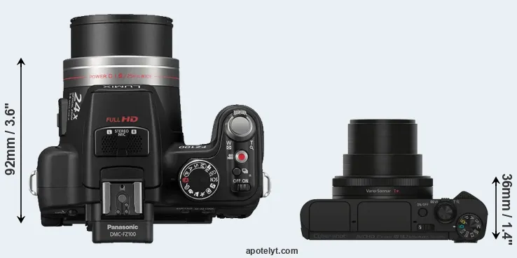 Compare FZ100 versus HX90V top
