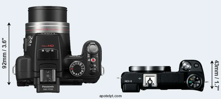 Compare FZ100 versus NEX-6 top