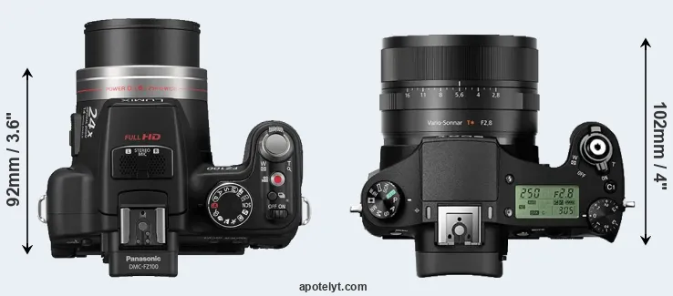 Compare FZ100 versus RX10 II top