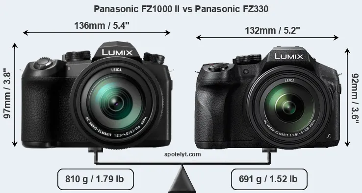 Size Panasonic FZ1000 II vs Panasonic FZ330