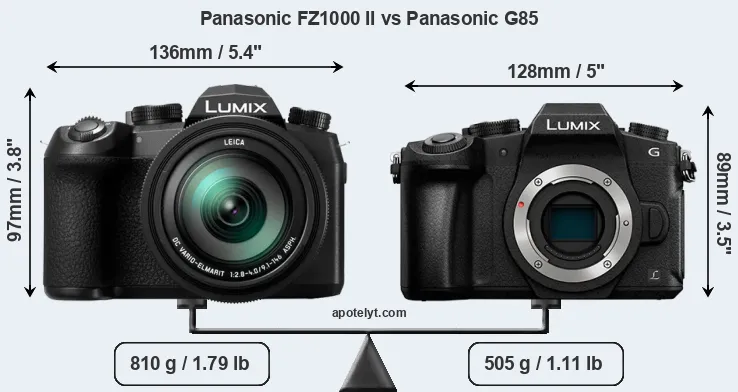 Size Panasonic FZ1000 II vs Panasonic G85