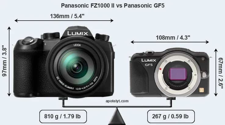 Size Panasonic FZ1000 II vs Panasonic GF5