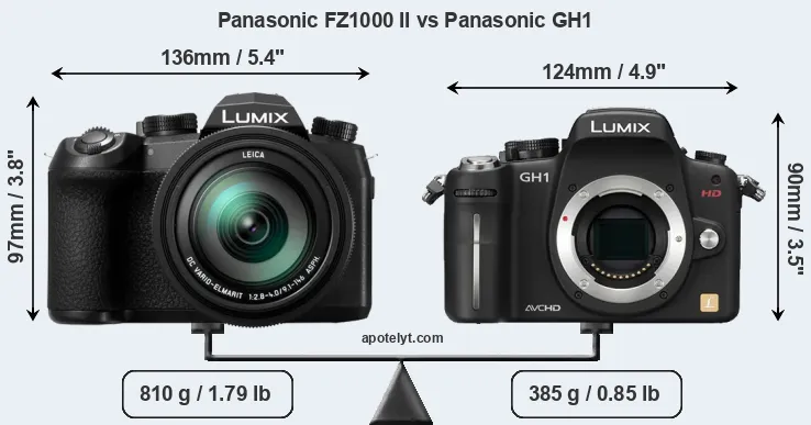 Size Panasonic FZ1000 II vs Panasonic GH1