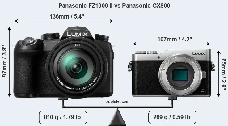 Size Panasonic FZ1000 II vs Panasonic GX800