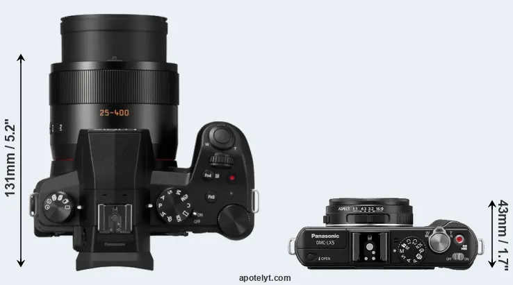 Compare FZ1000 II versus LX5 top