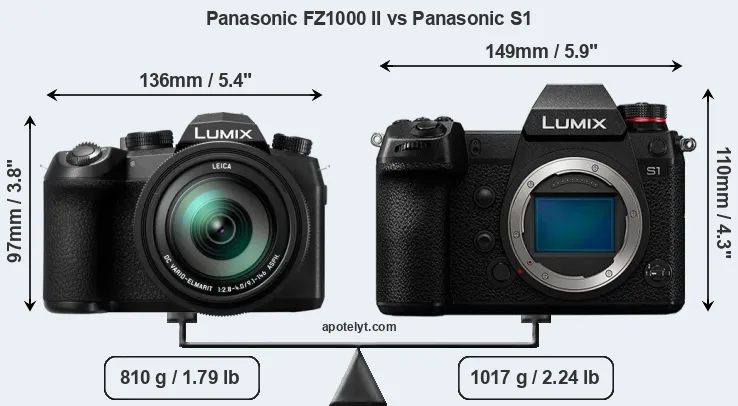 Size Panasonic FZ1000 II vs Panasonic S1