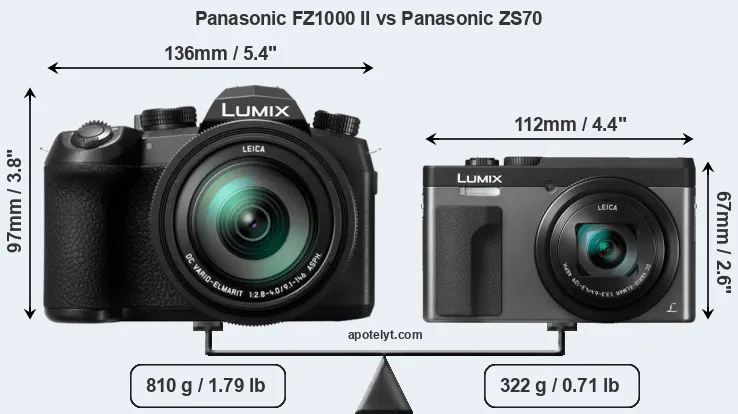 Size Panasonic FZ1000 II vs Panasonic ZS70