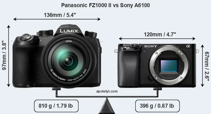 Size Panasonic FZ1000 II vs Sony A6100