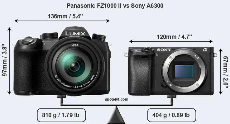 Size Panasonic FZ1000 II vs Sony A6300