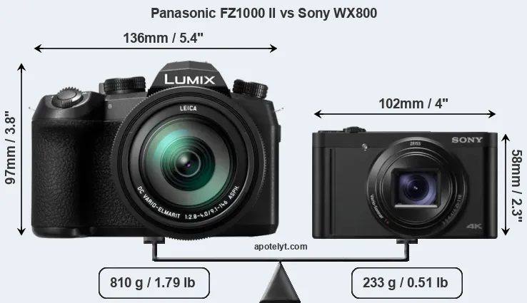 Size Panasonic FZ1000 II vs Sony WX800