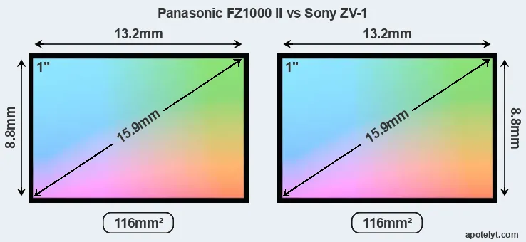 Panasonic FZ1000 II and Sony ZV-1 sensor measures