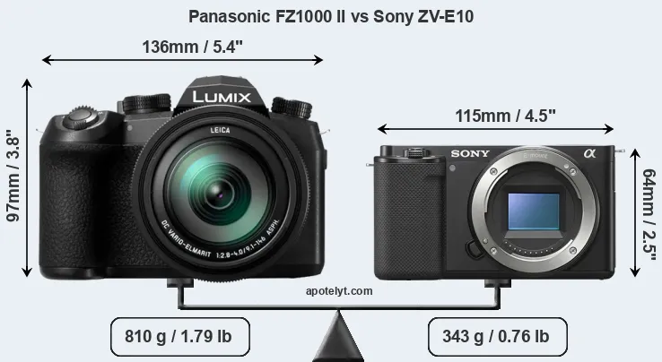 Size Panasonic FZ1000 II vs Sony ZV-E10
