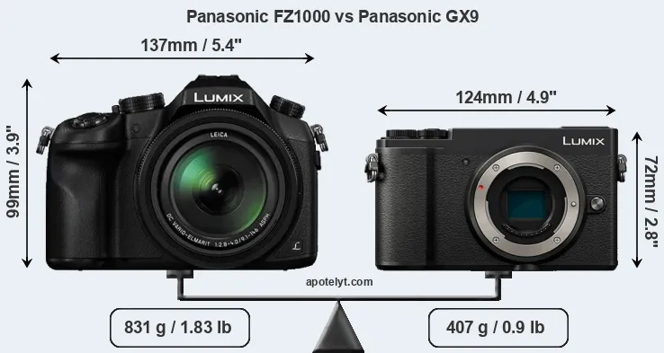 Size Panasonic FZ1000 vs Panasonic GX9