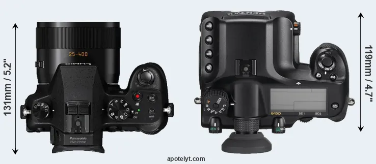 Compare FZ1000 versus 645D top