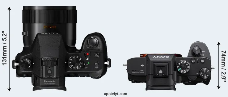 Compare FZ1000 versus A7R III top