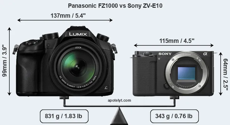 Size Panasonic FZ1000 vs Sony ZV-E10