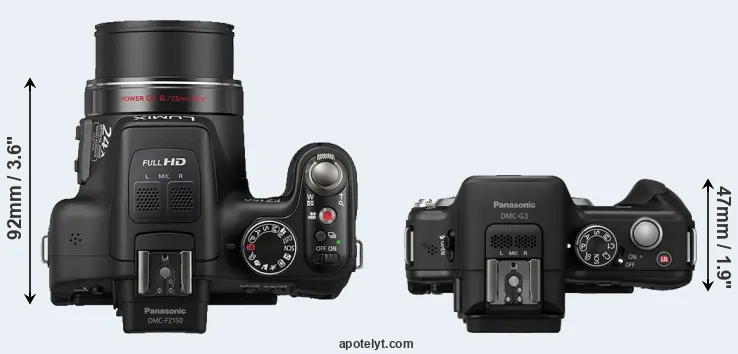 Compare FZ150 versus G3 top
