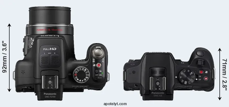 Compare FZ150 versus G6 top