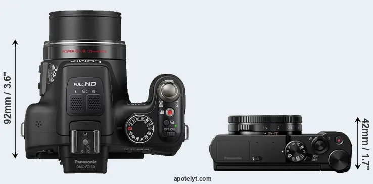 Compare FZ150 versus LX10 top