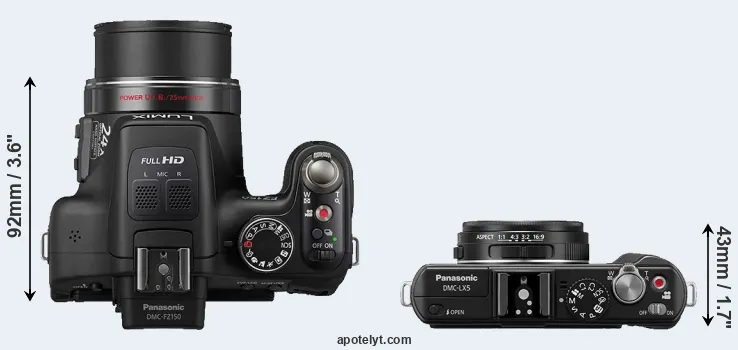 Compare FZ150 versus LX5 top