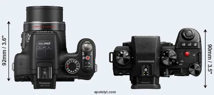 Compare FZ150 versus S5 II top