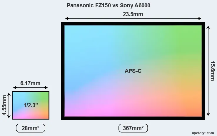 Panasonic FZ150 and Sony A6000 sensor measures