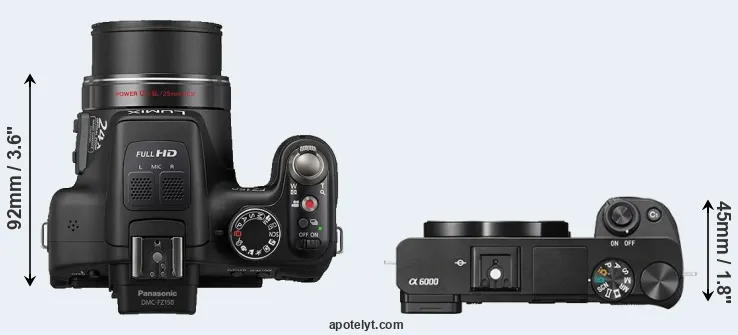 Compare FZ150 versus A6000 top