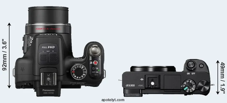 Compare FZ150 versus A6300 top