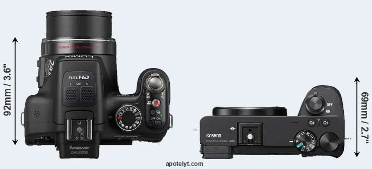 Compare FZ150 versus A6600 top