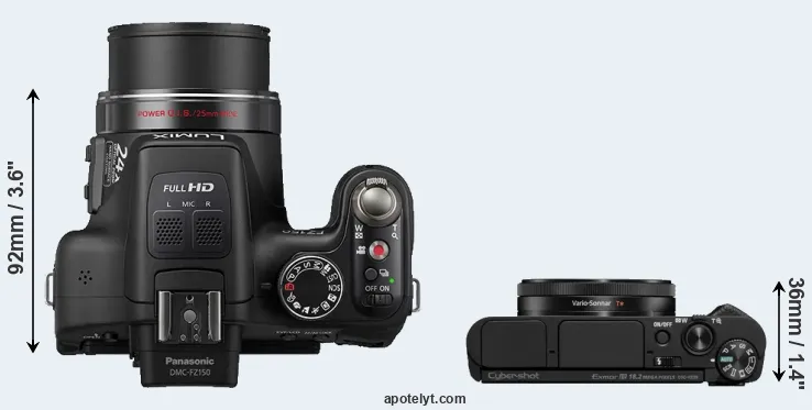 Compare FZ150 versus HX99 top