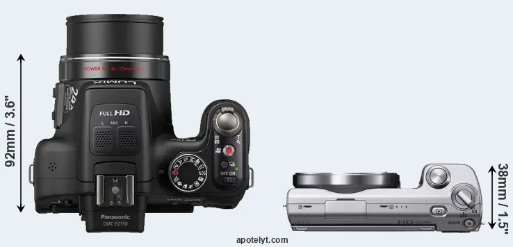 Compare FZ150 versus NEX-5 top