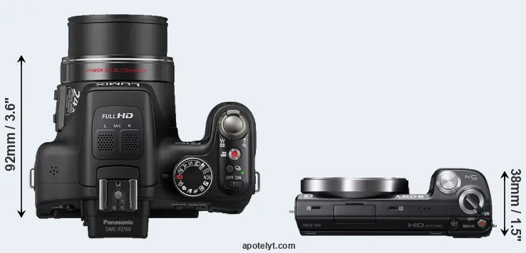 Compare FZ150 versus NEX-5N top