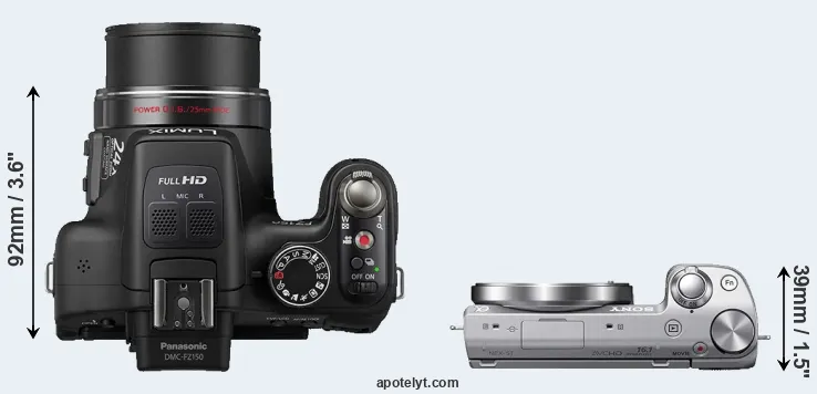 Compare FZ150 versus NEX-5T top
