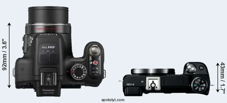 Compare FZ150 versus NEX-6 top