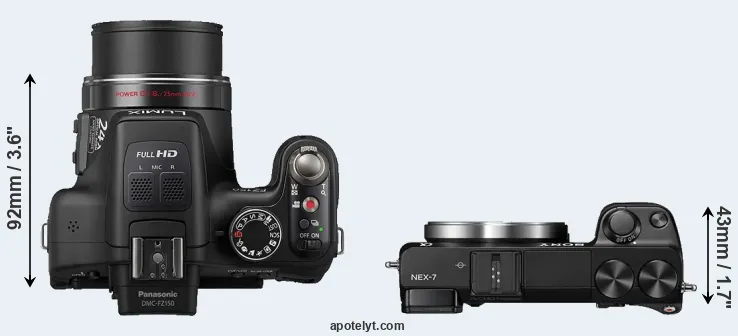Compare FZ150 versus NEX-7 top