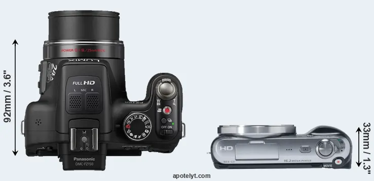Compare FZ150 versus NEX-C3 top