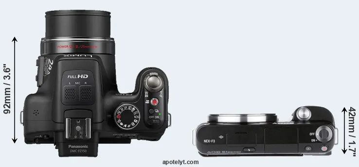 Compare FZ150 versus NEX-F3 top