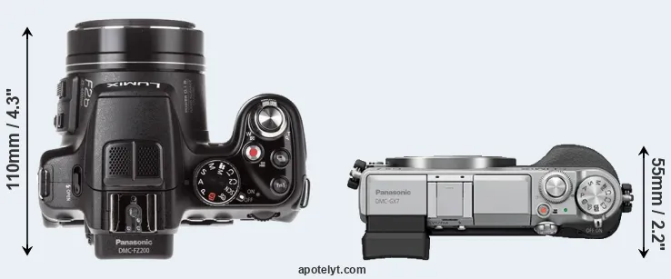 Compare FZ200 versus GX7 top