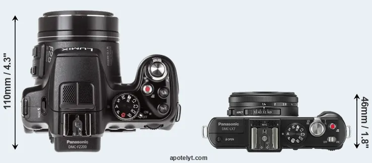 Compare FZ200 versus LX7 top