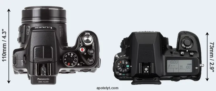 Compare FZ200 versus K-5 top